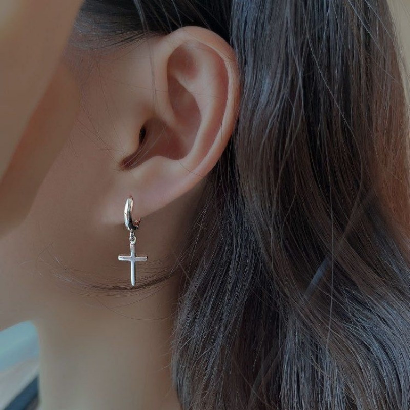 Women's Stainless Steel Cross Drop Earrings Hypoallergenic Fade Resistant